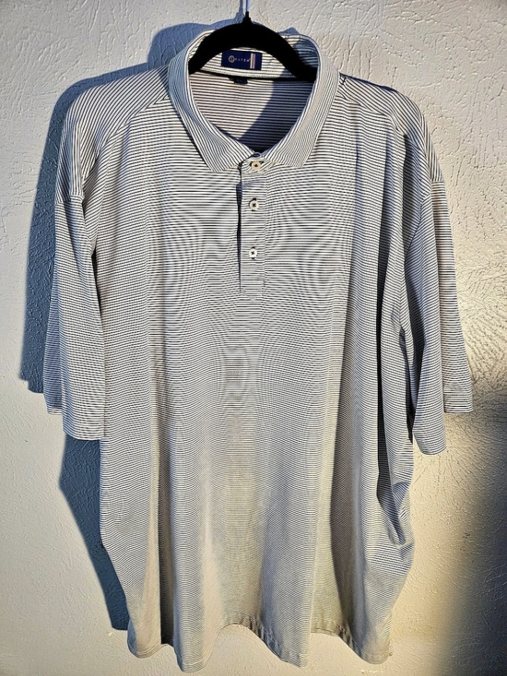 Stitch Striped Polo in White & Blue Size XXL